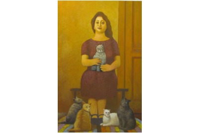 Георги Йорданов, “Жена с котки” <br /><tt>Източник: Галерия 8</tt>
