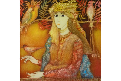 “Момиче с птици”, Веселин Ненков <br /><tt>Източник: Галерия “Папийон”</tt>